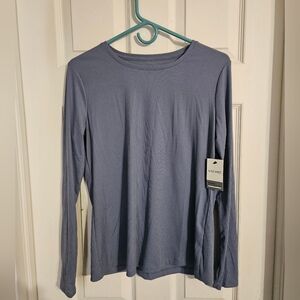 Nine West Essential Long Sleeve Soft Spun Crew Neck Blue